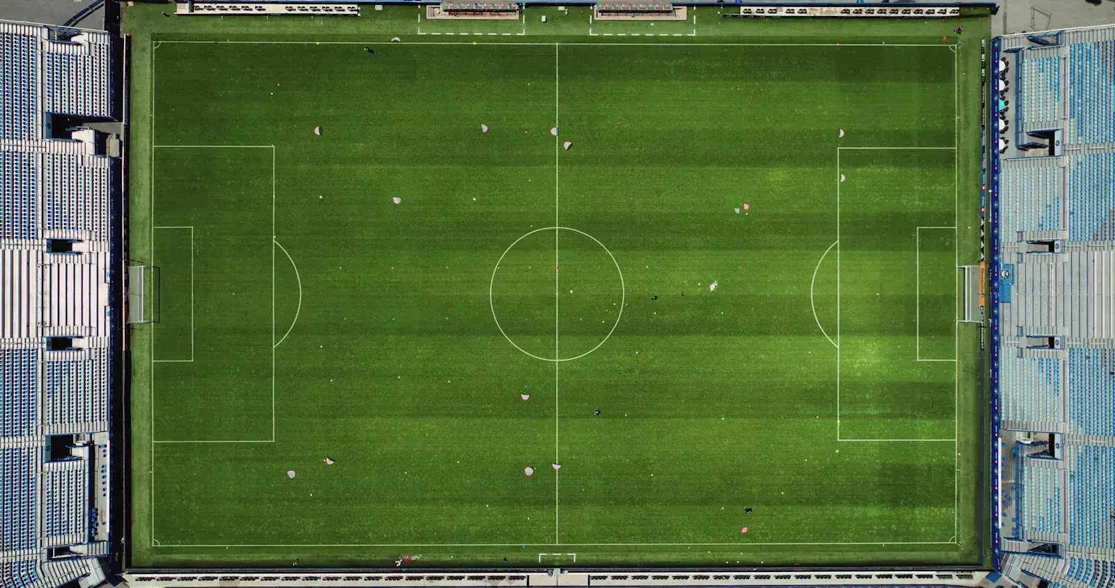 Vista aérea de un estadio de fútbol